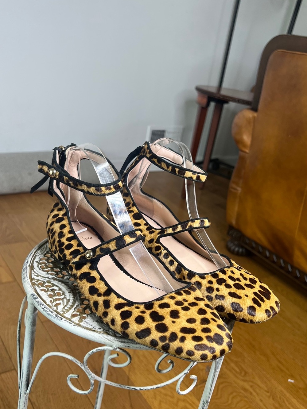 J. Crew Leopard Print T-Strap Ballet Flats - Yellow/Black